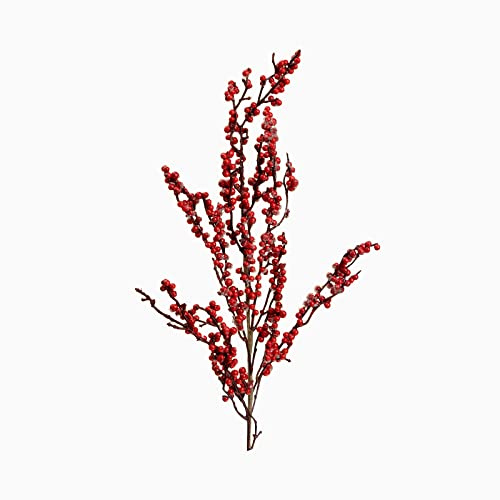 Horeca Collection Künstlicher Zweig, rote Beeren, Dekoration – 1 Stück, 80 cm, Kunstzweig, rote Beeren, für Blumenarrangements, Heimdekoration (rote Beeren)