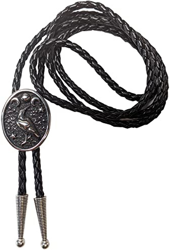 Himongoo 3D Tier & Pflanze Bola Krawatte Bolo Krawatte Hochzeit Halskette für Männer Frauen Trauzeugen Western Cowboy Krawatte, Krähe und Mond, L