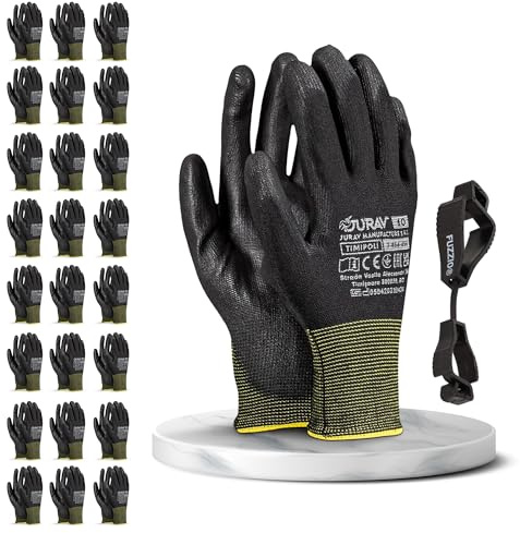 FUZZIO 24 Paar Jurav PU besichtet Arbeitshandschuhe Handschuh-Klammern