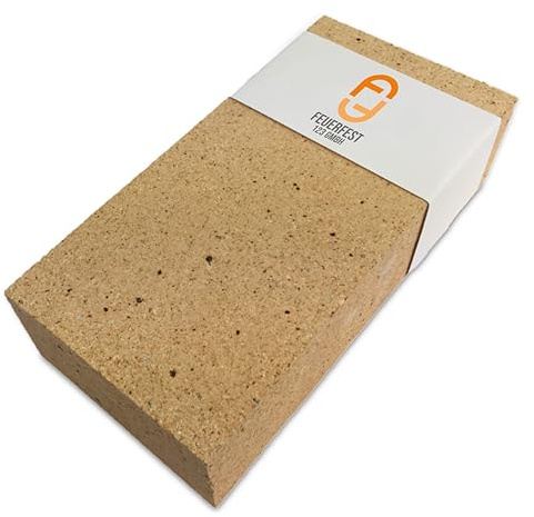 Feuerfest 123 - Schamottstein NF1 [230x114x64 mm] - Für Kaminöfen, Öfen & Grills - Backofenstein 1.350 °C hitzebeständig - Lebensmittelecht für Pizzaofen - Schamotte Speichersteine
