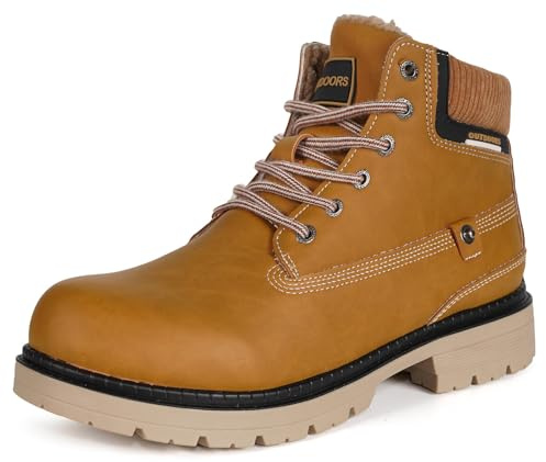 Gaatpot Bottes Hiver Homme Femme Chaussures de Randonnee Chaudes Mode Bottines de Neige Lacets,Jaune foncé D,EU45