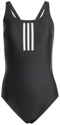 adidas Donna 3 Stripes Rubber Graphic Swimsuit, Black, 32