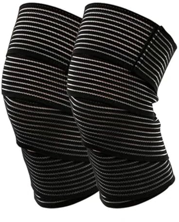 Lot de 2 Bandages de Genou, 180 cm Bandage de Sport avec Fermeture Velcro, Bandage de Genou pour Sports de Force, Bandage de Genou Compressé, pour Bras, Coude, Mollet, Main, Cheville, Poignet, Genou