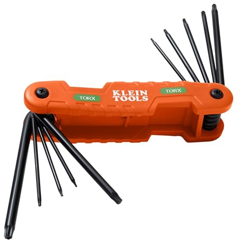 KLEIN TOOLS Juego profesional de llaves Allen 70550T, 10 tamaños Torx T6 a T40, acero aleado tratado térmicamente, brazos de palanca alta