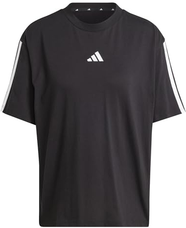 Adidas Women's Essentials 3-Stripes Boyfriend T-Shirt, Black/White, S