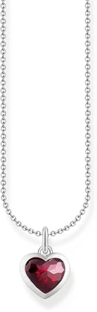THOMAS SABO Collana con ciondolo a forma di cuore rosso scuro in argento Sterling 925 KE2268-051-10, misura unica, Argento sterling, Zirconia cubica