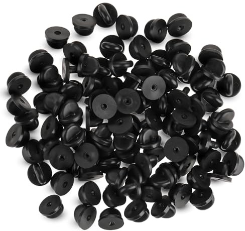 100 piezas de pin de goma en la parte trasera, cierre de mariposa de goma, pin de repuesto para alfileres de solapa, fabricación de joyas, sombreros, insignias, uniformes, color negro