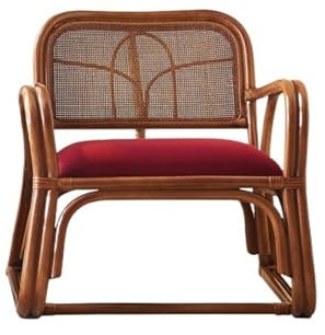 Huangj-0527 Rattanstuhl Gartenstühle Retro-Rattan-Loungesessel – natürlicher Rattan-Stuhl mit Kissen und Armlehnen – perfekt for Entspannung im Innen- und Außenbereich für Garten， Terrasse， Balkon