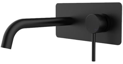 BiaoTeng Bathroom Sink Taps Mixers Wall Mounted Single Handle Hot and Cold Brass Concealed Basin Tap Taps for Bathroom Basin Black