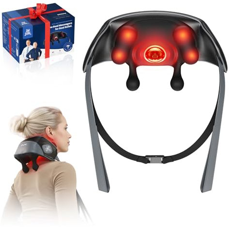 BOB AND BRAD iNeck Pro Shiatsu Nackenmassagegerät zur Schmerzlinderung mit 4D-Knetmassage, wohliger Wärme, leicht & kabellos - Nacken Schulter Rücken Massagegerät, Geschenk für Frauen Männer Mama Papa
