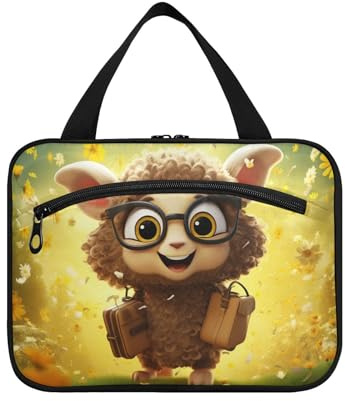 Linnyio Girafe De Dessin Animé Au Crayon Trousse de Toilette de Voyage Suspendue Maquillage,Grande Capacité Pliable Rangement Sacs de Lavage pour Femmes Filles