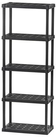 Iris Ohyama, Estante de Almacenamiento Ligero y Resistente, Negro, Capacidad de 25 kg por Nivel, fácil de Montar, Resistente al óxido y al Moho, sin BPA, Estante de Garaje, PRS-M5