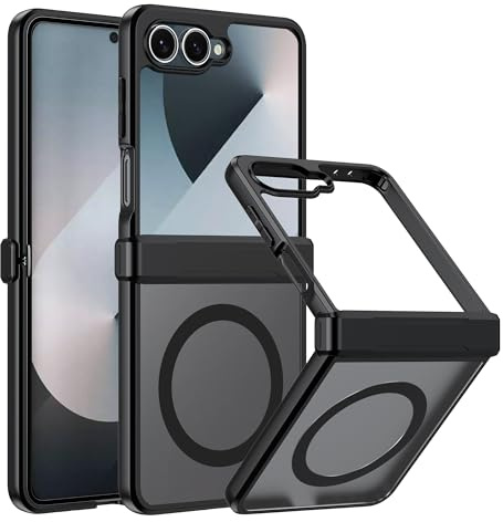 Effcotuo Magnetisch Hülle für Samsung Galaxy Z Flip 7 Case [Kompatibel mit MagSafe] Flexibles Silikon + Mattiertes Acryl-Schutzhülle Magnet Matt Handyhülle Case, Stoßfest Durchscheinende