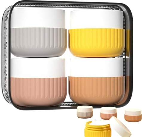 Qizeroty Envases de Viaje,Envases Reutilizables De Silicona Para Viaje 4 Unidades | Organizador Versátil Para Crema Facial, Loción, Limpiador y Cosméticos
