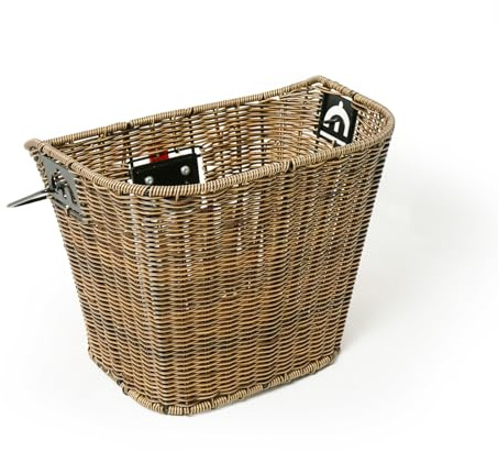 SachsenRAD Fahrradkorb Vorne 22L aus Polyrattan, Inklusive Montage mit innovativer Schnell-klick Halterung, Wetterbeständig, abnehmbar, Lenkerkorb mit Tragegriff, ideal für E-Bikes/Falträder