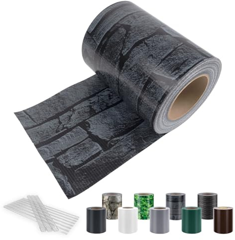 Sunnylaxx 19cmx35m PVC Sichtschutzstreifen mit Klemmen Graue Ziegel | Sichtschutzstreifen für Doppelstabmatten,Zaunblende PVC,Wasserdicht,Gartenzaun,Decoración.