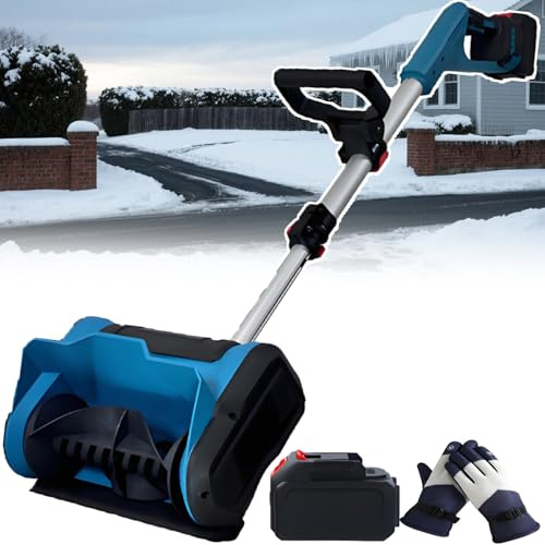 smafoseedding Spazzaneve Portatile Senza Fili - Pala da Neve Elettrica da 600 W, Spazzaneve Retrattile, 45° A Sinistra, A Destra O Verso l'Alto, Larghezza 25,4 Cm E profondità 16 Cm 1battery