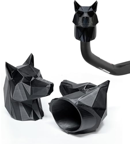 ALOKI Abdeckung für Anhängerkupplung, 50 mm, niedriges Poly-Wolfkopf-Design, Anhängerkugelabdeckung, schwarz, 3D-gedrucktes Anhängerkupplungszubehör, lustige Anhängerkupplung Schutzhülle