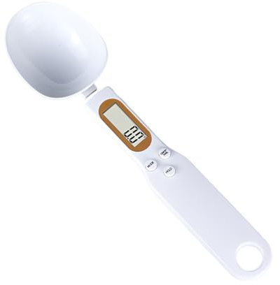 YULZAK Digital Measuring Spoon - Battery model,Detachable Spoon,0.5g-500g/0.1g Precision with LCD Display for Dispensing Condiments and Dog Cat Food(White)