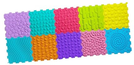 Zxpjkyu Set di 10 Tappetini da Massaggio per Bambini, Tappetino Sensoriale Puzzle con Tessere in Silicone Interconnesse, Adatto per L'apprendimento, La Sa, 10pcs