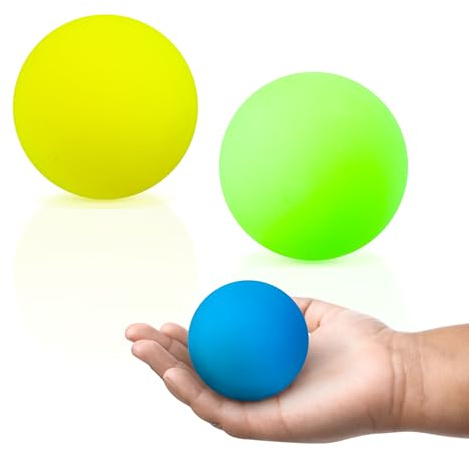 Tiwoca 3 Flummi XXL 55mm für Kinder als Geschenk für den Geburtstag | Groß, Set, 3 Stück, grün, blau, gelb, Gummi, Ball, Mitgebsel, Mitbringsel, Spielzeug, Gastgeschenke, Gummiball, Bouncing