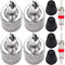 4 Tapones metálicos para Llaves de Coche + 2 válvulas Schrader Extractor de válvulas de neumáticos Destornillador para válvulas de Coche Herramienta para Moto Scooter Camión Ciclomotor Bicicleta