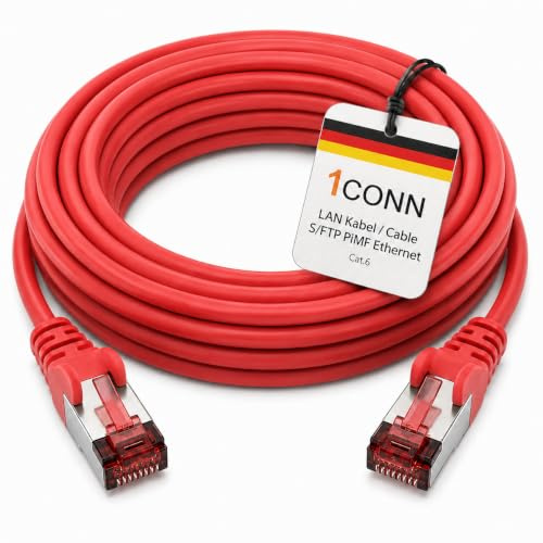 1CONN Câble réseau Cat6 50m câble Ethernet rouge Lankabel câble réseau Cat6 Lan câble de raccordement Sftp Pimf 1000 Mbit s