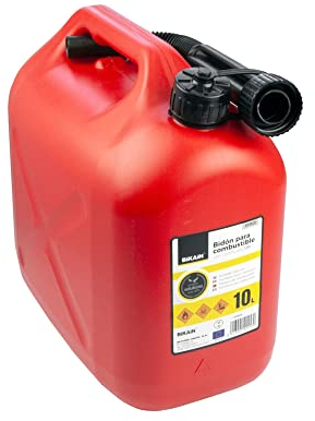 BIKAIN Tanica Benzina - 10 Litri - Realizzata in Polietilene - Taniche Carburante Resistente agli Additivi dei Combustibili - con Tubo Flessibile - Certificata Un - Modello B5ECO