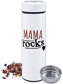 GRAZDesign Teeflasche mit Sieb to go für Mama, Thermosflasche für Mutter, Muttertagsgeschenk, Trinkflasche mit Teesieb, Edelstahl 500ml