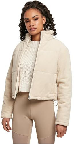 Urban Classics Damen Jacke Ladies Corduroy Puffer Jacket whitesand M