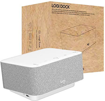 Logitech - Logi Dock, All-in-One USB C Laptop Docking Station, Speakerphone, Noise Canceling Mics, Bluetooth, HDMI, for Windows/macOS, Certified for Zoom, Google Meet, Google Voice - White