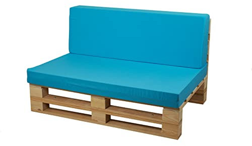 Komplettes Set aus Palettensofa + Kissen-Set (Mikrofaser, Blau, 100 x 60 cm)