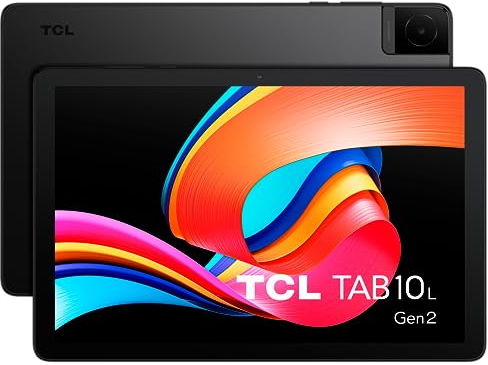 TCL 10 L Generation 2 WiFi, 10,1 Zoll HD-Tablet Quad-Core, 3 GB RAM, 32 GB Speicher, erweiterbar auf 128 GB per MicroSD, 6000 mAh Akku, inklusive transparenter Hülle, Android 13, Grau