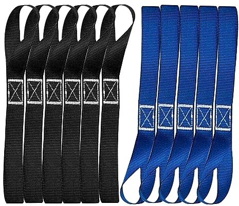 HORREX 10 Pièces Sangle de Remorquage Vélo, Sangle Moto Guidon, Anneau d'Arrimage Voiture, Bleu et Noir, Nylon, Universel pour Voiture et Motocyclette
