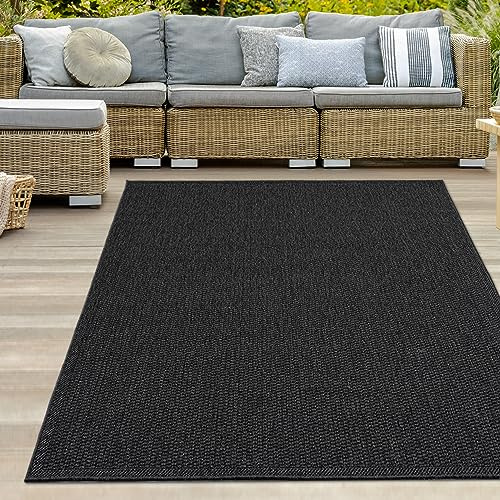 Teppich-Traum In- & Outdoor Teppich wetterfest robust strapazierfähig UV-beständig anthrazit Balkon Terrasse Garten 120 x 160 cm