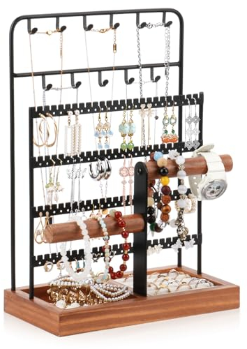 Fenghome Schmuckständer, Schmuck-Organisator Mehrschichtige Schmuckhalter Ohrring Aufbewahrung Ohrringhalter Kettenhalter für Ringe Ohrringe Armbänder Uhren und Accessoires (Schwarz)