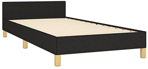 Tino Tech Polsterbett Modern Betten Schlafzimmer Bett Bed Einzelbett Bettrahmen Familienbett Bettgestell mit Kopfteil Schwarz 80x200 cm Stoff