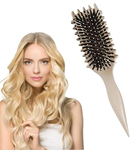 Brosse à boucler, brosse coiffante pour cheveux bouclés d'hommes et de femmes pour fixer et modeler les boucles, réduire les mèches rebelles et la séparation des boucles (Beige, 24cm)