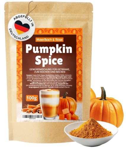 PUMPKIN SPICE 100g Kürbisgewürz VEGAN und glutenfrei | ideal für Pumpkin Spice Latte, Kürbiskuchen, Kürbisbrot, Porridge, Pancakes. MEERBACH & ROSE Qualität aus Deutschland
