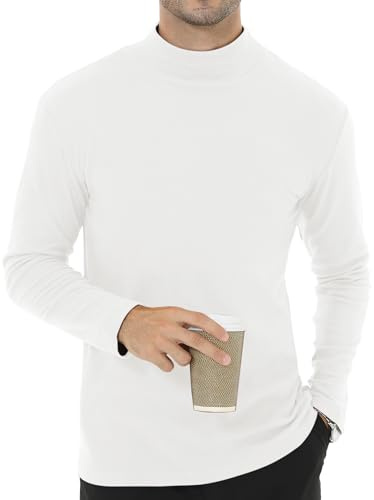Tyhengta Men's Long Sleeve Top Turtleneck Fleece Undershirt Thermal Pullover Top Baselayer Winter Fleece Tops