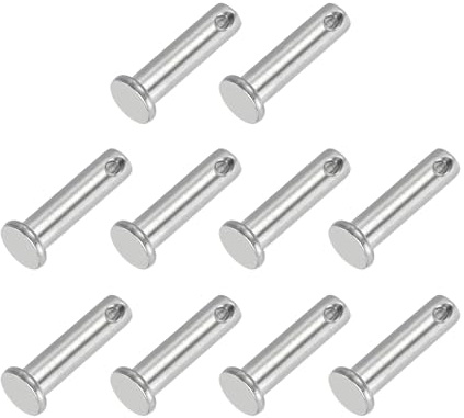 PATIKIL 10 Stück 30mm Lange Steckbolzen 8mm Durch. Flachkopf Edelstahl Bolzen mit Loch 3,2mm Durch. Einlocher Sicherungsbolzen für Industrie Maschinenbau Anhänger Scharnier Möbel, Silber