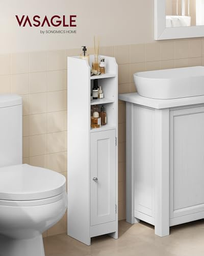 VASAGLE Toilettenschrank, schmales Badregal, verstellbare Ablagen