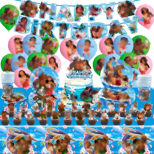 95 Stück Geburtstagsdeko Luftballon Partygeschirr Set, Party Geburtstag Deko Birthday Party Tableware Supplies Foil Balloons Tischdecken Teller Servietten Tassen Kuchen Deko Kinder 10 Gäste
