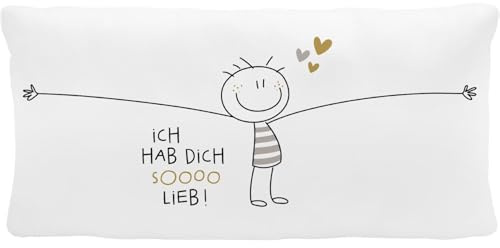 H:PPY Life Plüschkissen mit Motiv Hab Dich so lieb | Zierkissen, 40 cm x 20, cm, 100% Polyester | Geschenk, Freunde, Dekoartikel | 74491