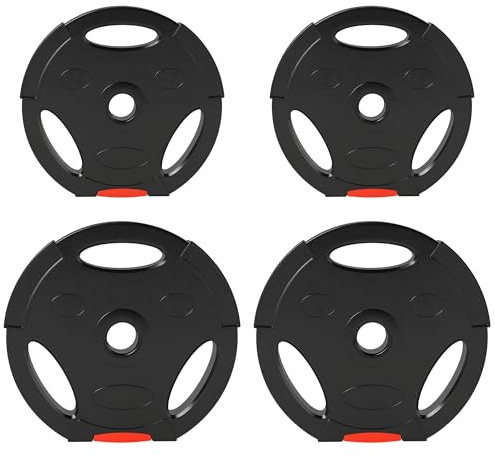 SPORTNOW Weight Plates Set, Barbell Plates Disc with 1 Holes, for Home Gym, Weight Lifting Strength Training, 2 x 5kg, 2 x 2.5kg, Black