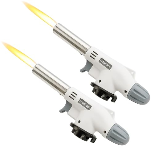 2 Pcs Blow Torch for Cooking, Kitchen Blow Torch with Adjustable Flame, Suitable for Baking, Camping, BBQ, Jewelry Making and Outdoor Activities