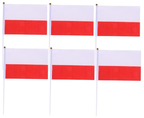 Abaodam 50 piezas Unidades Banderas de Mano Polonia Pequeñas con Decoración para Fiestas Eventos Deportivos y Celebraciones Internacionales