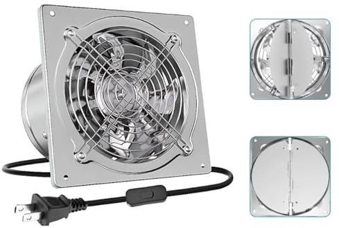 HYZHANHONG Ventilatore di Scarico da Cucina da 80 W per Parete, ventilatori di Scarico per finestre potabili da 2800 Giri/min Ventilatore Commerciale per Cucina (8 Pollici - Argento)