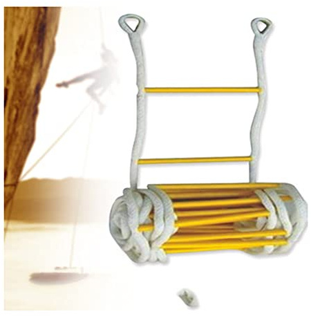 Fire Escape Rope Ladder 20FT (6M) - Emergency Safety Ladder for 2-10 Story Buildings, Compact Reusable Nylon with Carabiners, Ideal for Home & Office Evacuation
