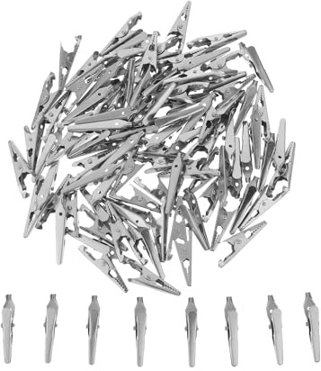 VALICLUD 100 Pezzi Clip Coccodrillo in Metallo Mini Morsetti Molla Regolabili per Artigianato Display Cartellini Test Elettrici e Esposizioni Ufficio